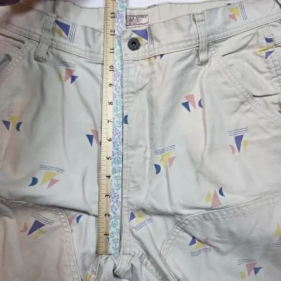 Wallace & Barnes Carpenter Canvas Double Knee AOP Geo Print Cream Tan Y2K 36x30 - Picture 8 of 10